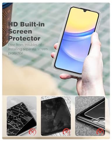 FNTCASE for Samsung Galaxy A15-5G Case: Phone Case with Built-in Screen Protector Protective Silicone Cell Phone Cover Rugged Shockproof Full Protection Slim Dual Layer Case for Men & Women Clear - Image 5