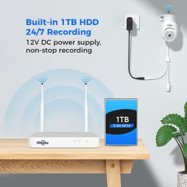 Hiseeu 5MP Wireless PTZ Security Camera System, Indoor Outdoor IP66 Waterproof WiFi Camera, 4K 10CH NVR, 2-Way Audio, Motion Detection Alarm, 24/7 Surveillance, 1TB Hard Drive (Plug-in Power Supply) - Image 2