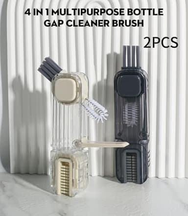VIDONIO 4 in 1 Bottle Gap Cleaning Brush - 2 PCS Multifunctional Cup Lid Cleaning Tools, Mutipurpose Tiny Silicone Cup Holder Cleaner Nipple Cleaning Brush, Home Kitchen Cleaning Tools - Image 2