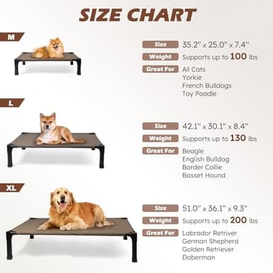 Heeyoo Elevated Dog Bed, Cooling Raised Pet Cot with Chew Proof Washable Breathable Mesh and Metal Frame, Portable Dog Cot Bed with No-Slip Feet for Outdoor or Indoor Use - Image 5