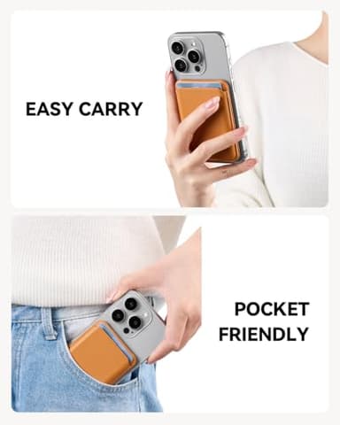 BOSTANTEN Mag Safe Wallet with Stand Magnetic Wallet for Phone Leather Magsafe Card Holder Compatible with iPhone 16/15/14/13/12 series and MagSafe cases, 1 Slot, Fit 3 Cards, Brown - Image 7