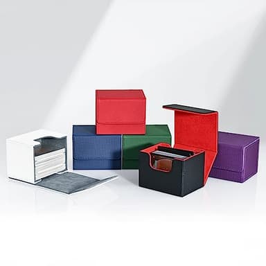 ZLCA Card Deck Box for Trading Cards, MTG Commander Deck Box Holds 120+ Single Sleeved Cards, Leather Magnetic Card Storage Box Fits for TCG CCG Magic Cards (Black) - Image 6