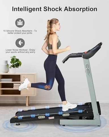 BORGUSI Auto Incline Treadmill with 300 LBS Capacity, 3HP Folding Electric Treadmills for Home, Running Machine with 17.5 Wide Belt, Shock Absorption, 8.5 MPH Speed, Preset Programs, Bluetooth Speaker - Image 6