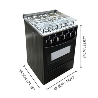 20" Freestanding Gas Range Oven - Equipped with 4 coil burners and Gas Stove with stainless steel oven (Black: Manual ignition) - Image 2