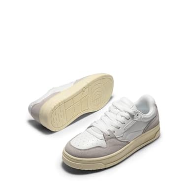 DREAM PAIRS Women's Fashion Walking Skateboard Court Sneakers Comfortable Low-Top Lace-Up Non-Slip Retro Vintage Casual Classic Athletic Shoes,Size 10,White/Grey,DWUMFN2505 - Image 3