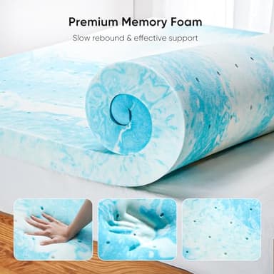Marsail Mattress Topper Queen, 3-inch Gel Memory Foam, Bed Topper for Queen Size Bed, Soft for Sleeper Sofa, RV, Camper, CertiPUR-US Certified - Image 3
