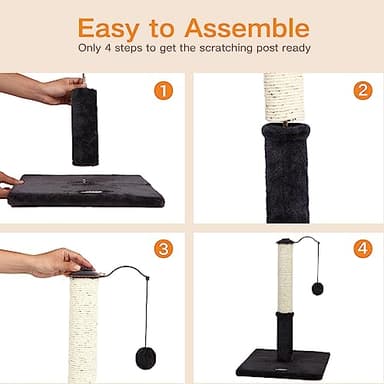 Happi N Pets 22" Cat Scratching Posts for Indoor Cats, Carpet Cat Scratch Post, Sisal Cat Scratcher, Cat Post with Rotatable Hanging Balls & Stable Base, Cat Scratchers for Kittens-Smoky Gray - Image 7