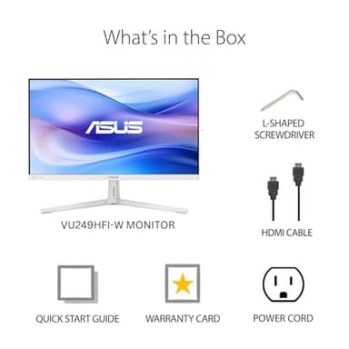 ASUS 24” (23.8 inch viewable) 1080P Eye Care Monitor (VU249HFI-W) - Full HD, IPS, 100Hz, SmoothMotion, Adaptive Sync, Nano-ion, Eye Care Plus, VESA Wall Mountable, 3 yr Warranty - Image 9