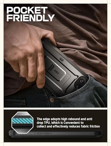 SUPCASE for iPhone 16e Case with Screen Protector (Unicorn Beetle Pro), [Built-in Stand & Belt-Clip] [Military-Grade Protection] Full Body Phone Case for iPhone 16e 6.1'' 2025, Black - Image 7