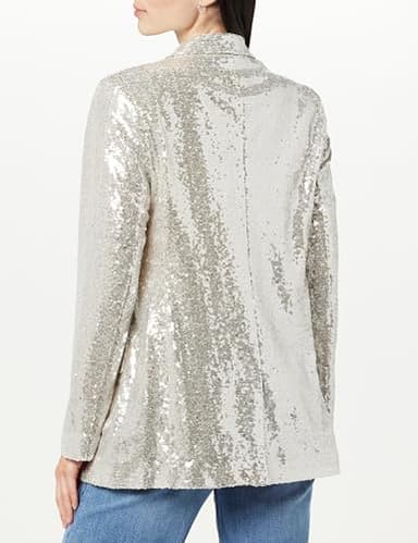 The Drop Women's Blake Long Blazer, Silver Sequins, 4X - Image 2