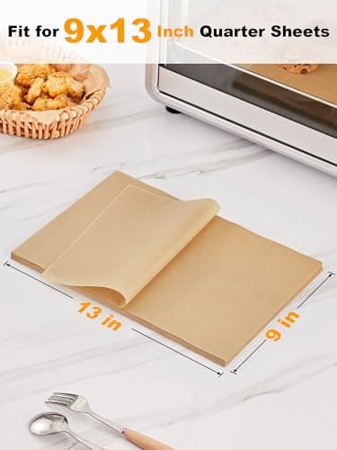 SMARTAKE 50 Pcs Parchment Paper Baking Sheets, 9x13 Inches Non-Stick Precut Baking Parchment, for Baking Grilling Air Fryer Steaming Bread Cup Cake Cookie and More (Unbleached) - Image 5