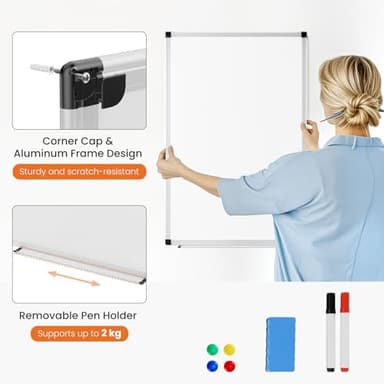 Sweetcrispy Magnetic Dry Erase Board, 36 X 24 Inches Whiteboard for Wall with 1 Dry Eraser & 2 Markers & 4 Magnetic Pins, Sliver Reinforced Aluminum Frame - Image 6