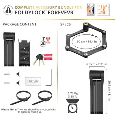 FoldyLock Forever Folding Bike Lock - Patented Sleek High Security Sold Secure Gold Bicycle Lock - Heavy Duty Anti Theft Smart Guard with Keys - 90cm - Image 6