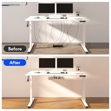 FLEXISPOT EN2 Whole-Piece Standing Desk with Clamp Power Strip, 48x24 Electric Stand Up Height Adjustable Desk with Cable Management (White Frame + 48" White Top) - Image 5