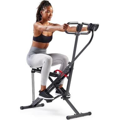 Sunny Health & Fitness Smart Upright Row-N-Ride Exerciser, Squat Assist Trainer for Glutes Workout with Adjustable Resistance, Easy Setup & Foldable, Glute & Leg Exercise Machine- NO. 077SMART - Image 1