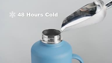 Trebo 64 oz Water Bottle Insulated with Handle, Half Gallon Stainless Steel Metal Large Water Jug, Travel Flask with Straw Spout Lid, Wide Mouth Mug with Carry Pouch, Keep Cold Hot, Black - Image 7