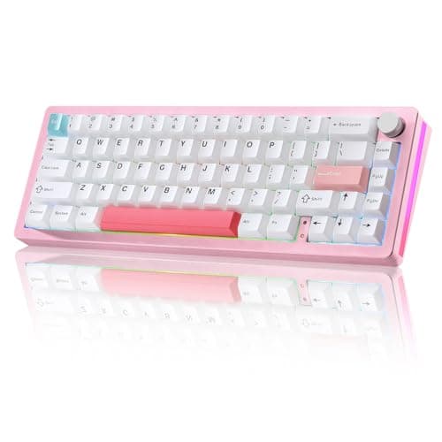 YUNZII AL66 Wireless Mechanical Keyboard,Full Aluminum CNC,65% Knob Control,Bluetooth/2.4G/Wired,Hot Swappable Pre-lubed Switches,Gasket Mounted RGB for Win/Mac(Milk Switch, Pink) - Image 1