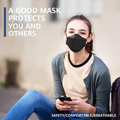 LEVENIS KN95 Face Masks 100 Pack, Breathable Comfortable and Disposable KN95 Mask, Black - Image 7