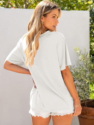 ANRABESS Womens Oversized T Shirts Short Sleeve Crewneck Tops Casual Loose Basic Tee Shirts 2025 Summer Outfits Trendy Clothes White Medium - Image 6