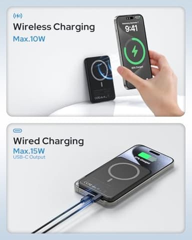 for Magsafe Portable Charger Power Bank,5000mAh Wireless Magnetic Power Bank with USB C Fast Charging,Travel Essential Battery Pack for iphone,Compatible with iPhone 17/16/15/14/13/12 Series,Jet Black - Image 5