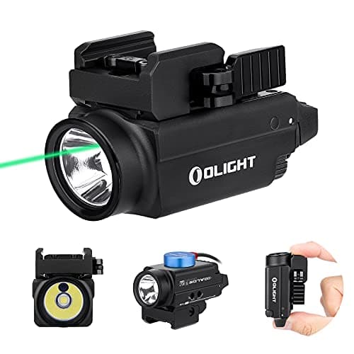OLIGHT Baldr S 800 Lumens Compact Rail Mount Weaponlight with Green Beam and White LED Combo, Magnetic USB Rechargeable Tactical Flashlight with 1913 or GL Rail, Battery Included (Black) - Image 1