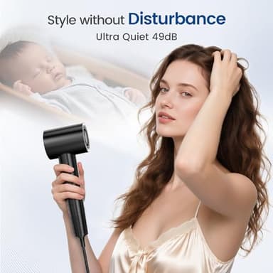 Hair Dryer with Diffuser,1-5min Fast Dry by 1400w, 3 Heat/Cool Wind Level,0.86lb Lightweight, 49db Low Noise,1.5 Billion Plasma, Industry-Leading High-Speed Brushless Motor Blow Dryer for Home Travel - Image 2