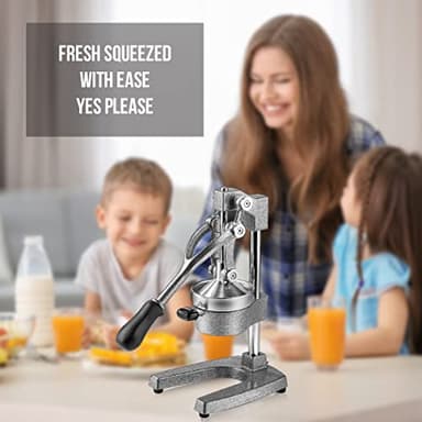 Eurolux Cast Iron Citrus Juicer | Extra-Large Commercial Grade Manual Hand Press | Heavy Duty Countertop Squeezer for Fresh Orange Juice (Bonus Stainless Steel Cup) (Gray) - Image 5