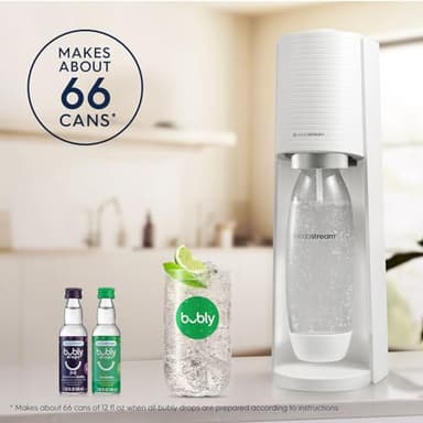 SodaStream - Terra Sparkling Water Maker | VALUE BUNDLE | CQC CO2 system | Includes 2x CO2 Cylinders, 3x 32 Fl Oz Dishwasher Safe Bottles, 2x Bubly Flavor Drops | Combine with Pepsi Flavors | White - Image 7