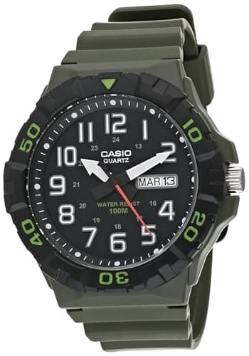 Casio MRW200H Series | Men's Analog Watch | Green | Sporty Design | 100 Meter Water Resistance | Date Display | Rotary Bezel | Regular Time Keeping (HR, Min, SEC, PM, Date, Day) | 3 Year Battery - Image 1