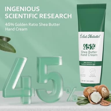 ÉCLAT NATUREL Shea Butter Hand Cream, Nourishes Very Dry Hands with Vitamin E and 45% Shea Butter, Vegan Natural Hand Moisturizer, Mini Travel Size Hand Lotion, 1 Fl Oz (Pack of 1) - Image 2