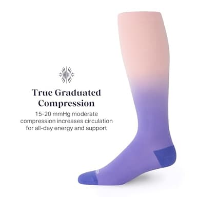 Comrad Knee High Socks - 15-20mmHg Graduated Compression Socks, (Pink/Purple, Small) - Soft & Breathable Foot & Calf Support for Men, Pregnant Women, Nurses, Home, Work & Travel - Image 3