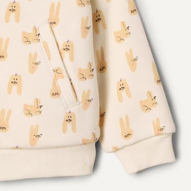 Amazon Essentials x Sofia Grainge Unisex Toddlers' Zip Hoodie Sweatshirt, Ivory Taupe Rabbits, 2T - Image 3