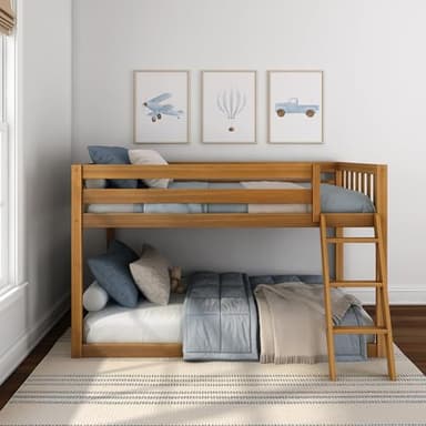 Max & Lily Fundamental Twin Low Bunk Bed, Kids Solid Wood Modern Bed Frame with Strong Wooden Slats, Non-Toxic Finishes, High Weight Capacity, Pecan - Image 4