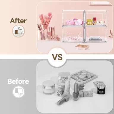 Damomo 4 Pack Stackable Organizer Drawers, 4.4" Tall Clear Bathroom Makeup Organizer and Storage, Acrylic Small Organizers Bins for Vanity, Undersink, Bathroom, Pantry, Kitchen Cabinets - Image 4