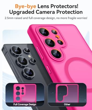 CANSHN Designed for Samsung Galaxy S25 Ultra Case (2025) [Full Camera Protection] [Compatible with Magsafe] Translucent Matte Back Protective Phone Cover, Hot Pink - Image 3