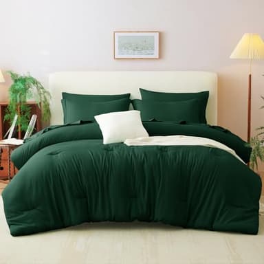CozyLux King Comforter Set Emerald Green, 7 Pieces Bed in a Bag Bedding Comforter Set with Sheets, All Season Boho 7PC Bed Sets with Comforter, Fitted Sheets, Flat Sheets, Pillow Shams and Pillowcases - Image 7