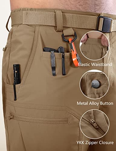 Shallowlulu Mens Big and Tall Cargo Hiking Shorts Water Resistant Quick Dry Lightweight Breathable Tactical Shorts(Dark Khaki 46W/10L) - Image 5