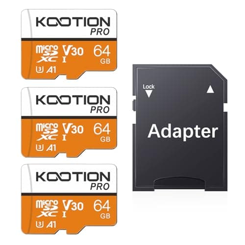 KOOTION 64GB Micro SD Card 3 Pack, U3 High-Speed microSDXC Memory Card, A1, V30 TF Flash Memory Card for 4K Video Recording - Image 1