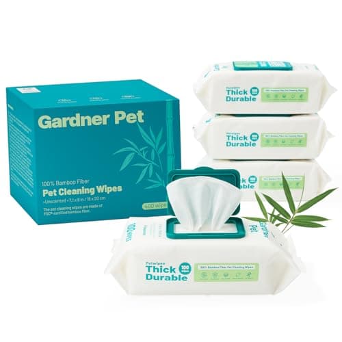 Gardner Pet Bamboo Dog Wipes for Paws and Butt, Dog Cleaning Wipes Deodorizing & Soothing Pets Wipes with Coconut Oil, Extra Thick Cat Wipes Cleaning Fur and Butt, Puppy Wipes, 400 Count - Image 1