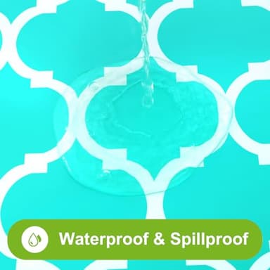 Smiry Rectangle Picnic Table Cover, Waterproof Elastic Fitted Camping Tablecloths for 4 Foot Tables, Wipeable Flannel Backed Vinyl Tablecloth Protector for Indoor, Outdoor (Teal, 24x48 Inches) - Image 4