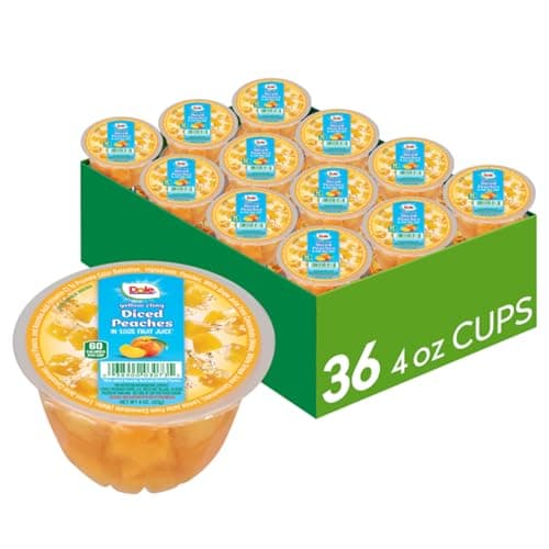 Dole Fruit Bowls Diced Peaches in 100% Juice Snacks, 4oz 36 Total Cups, Gluten & Dairy Free, Bulk Lunch Snacks for Kids & Adults - Image 1