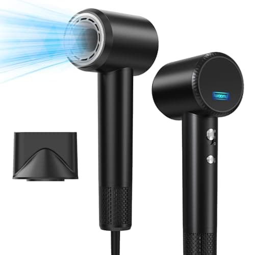 Hair Dryer - 150000 RPM High-Speed Blow Dryer with Negative Ionic Care for Fast Drying. Lightweight, Low Noise Design with 4 Temps/2 Speeds and Magnetic Nozzle (Black) - Image 1