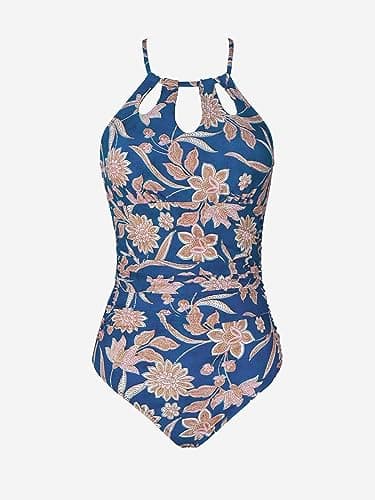 CUPSHE Women Swimsuit One Piece Tummy Control Ruched Self Tie Cutout Floral Bathing Suit, L - Image 5