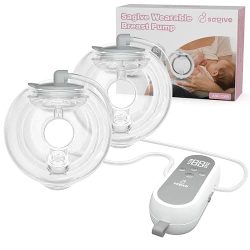 Saglve Breast Pump Hands Free,Wearable Breast Pumps Portable,Electric Breastfeeding Milk Pump with 4 Modes&12 Levels,300mmHg Comfortable Suction,Discreet&Leak-Proof Design-27mm Shield,21/24mm Flange - Image 1