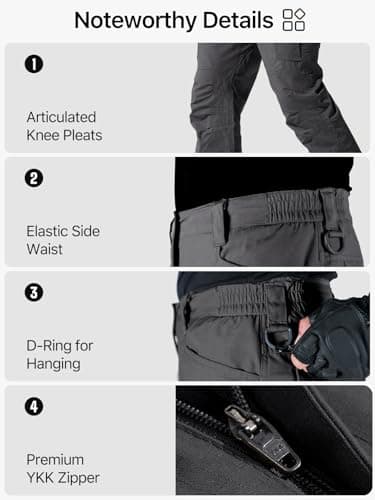 FREE SOLDIER Men's Water Resistant Pants Relaxed Fit Tactical Cargo Work Pants with Multi Pocket (Gray 36Wx28L - Image 5
