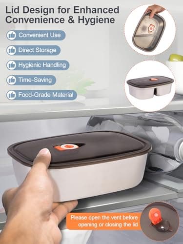 SOHIDA Heated Lunch Box, 80W Electric Lunch Box with Two 1.5L Stainless Steel Interchangeable Containers and Lids, 12V/24V/110V Food Warmer with Utensils and Insulated Bag for Car/Truck/Office (Black) - Image 4