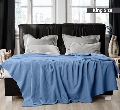 Utopia Bedding Wedgewood 100% Cotton Blanket [King Size - 90x108 Inch] 350GSM Lightweight, Soft and Breathable Thermal Blanket for All Seasons - Image 2