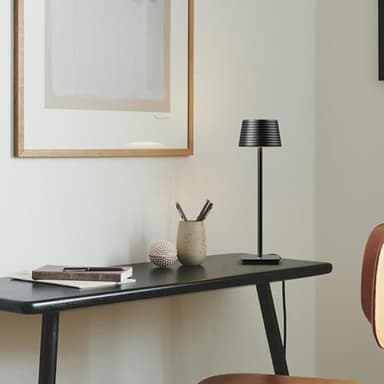 SHANGCAI Set of 2 Industrial Bedside Table Lamp - 2 Level Brightness Dimmable LED Modern Desk Lamps Nightstand Table Light for Bedroom Living Room Office Black - Image 5