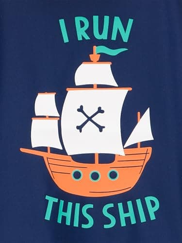 Simple Joys by Carter's Boys' Swimsuit Trunk and Rashguard Set, Navy Orange Ships/White Stripe, 3T - Image 3