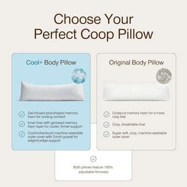 Coop Home Goods Original Adjustable Body Pillow, 20x54 Long Pillow for Back, Shoulder, Hip and Knee Support, Side Sleeper Body Pillows for Adults with Memory Foam & Washable Cover - Image 9
